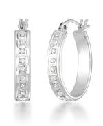 Load image into Gallery viewer, Platinum over Sterling Silver_Diamond Fascination® Diamond Accent Sterling Silver Wide Oval Hoop Earrings - iHeart Jewels_I_Heart_2