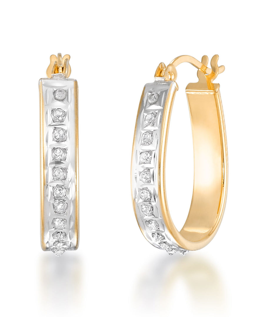 18K Yellow Gold over Sterling Silver_Diamond Fascination® Diamond Accent Sterling Silver Wide Pear Shape Hoop Earrings - iHeart Jewels_I_Heart_1