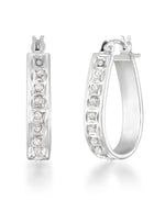 Load image into Gallery viewer, Platinum over Sterling Silver_Diamond Fascination® Diamond Accent Sterling Silver Wide Pear Shape Hoop Earrings - iHeart Jewels_I_Heart_2