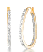 Load image into Gallery viewer, 18K Yellow Gold over Sterling Silver_Diamond Fascination® Diamond Accent Sterling Silver in Inside Out Pear Shape Hoop Earrings - iHeart Jewels_I_Heart_1
