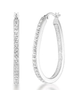 Load image into Gallery viewer, Platinum over Sterling Silver_Diamond Fascination® Diamond Accent Sterling Silver in Inside Out Pear Shape Hoop Earrings - iHeart Jewels_I_Heart_2