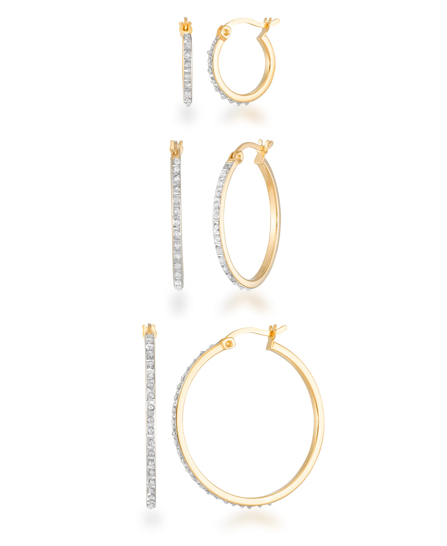 18K Yellow Gold over Sterling Silver _Diamond Fascination® Diamond Accent in Sterling Silver 3 Piece Hoop Earring Set_I_Heart_1