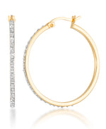 Load image into Gallery viewer, 18K Yellow Gold over Sterling Silver _Diamond Fascination® Diamond Accent in Sterling Silver 3 Piece Hoop Earring Set_I_Heart_1