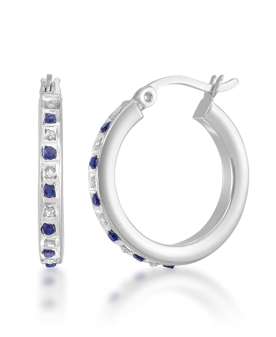 Platinum over Sterling Silver_Diamond Fascination® Sapphire & Diamond Accent Bold Round Hoop Earrings - iHeart Jewels_I_Heart_1