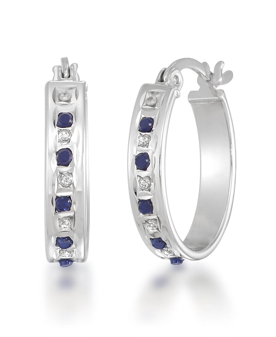 Platinum over Sterling Silver_Diamond Fascination® Sapphire & Diamond Accent Oval Hoop Earrings - iHeart Jewels_I_Heart_1