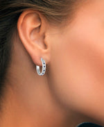 Load image into Gallery viewer, Platinum over Sterling Silver_Diamond Fascination® Sapphire & Diamond Accent Oval Hoop Earrings - iHeart Jewels_I_Heart_1