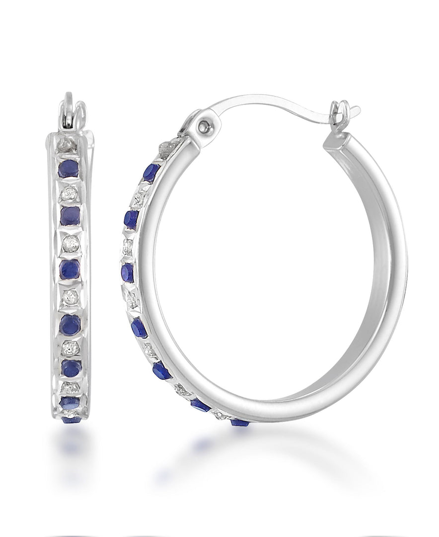 Platinum over Sterling Silver_Diamond Fascination® Sapphire & Diamond Accent Round Hoop Earrings - iHeart Jewels_I_Heart_1