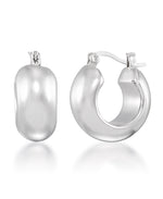 Load image into Gallery viewer, Platinum over Sterling Silver_Domed Huggie Hoop Earrings_I_Heart_1