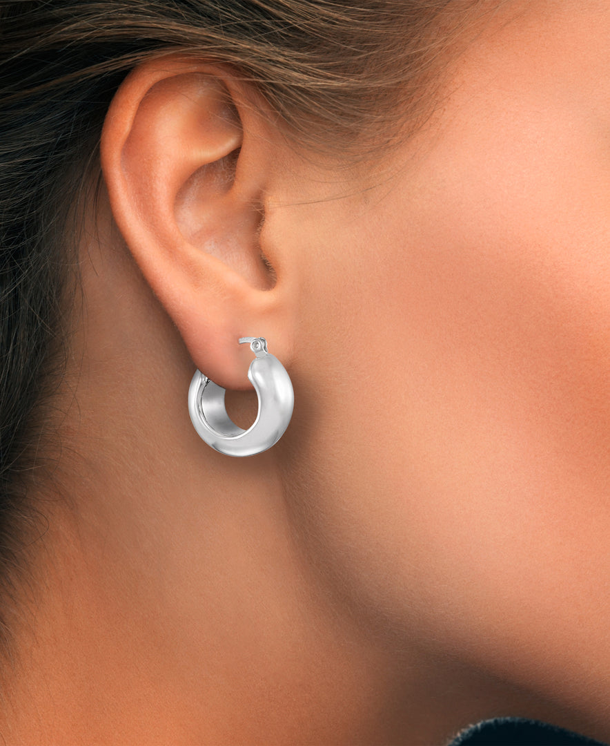 Platinum over Sterling Silver_Domed Huggie Hoop Earrings_I_Heart_1