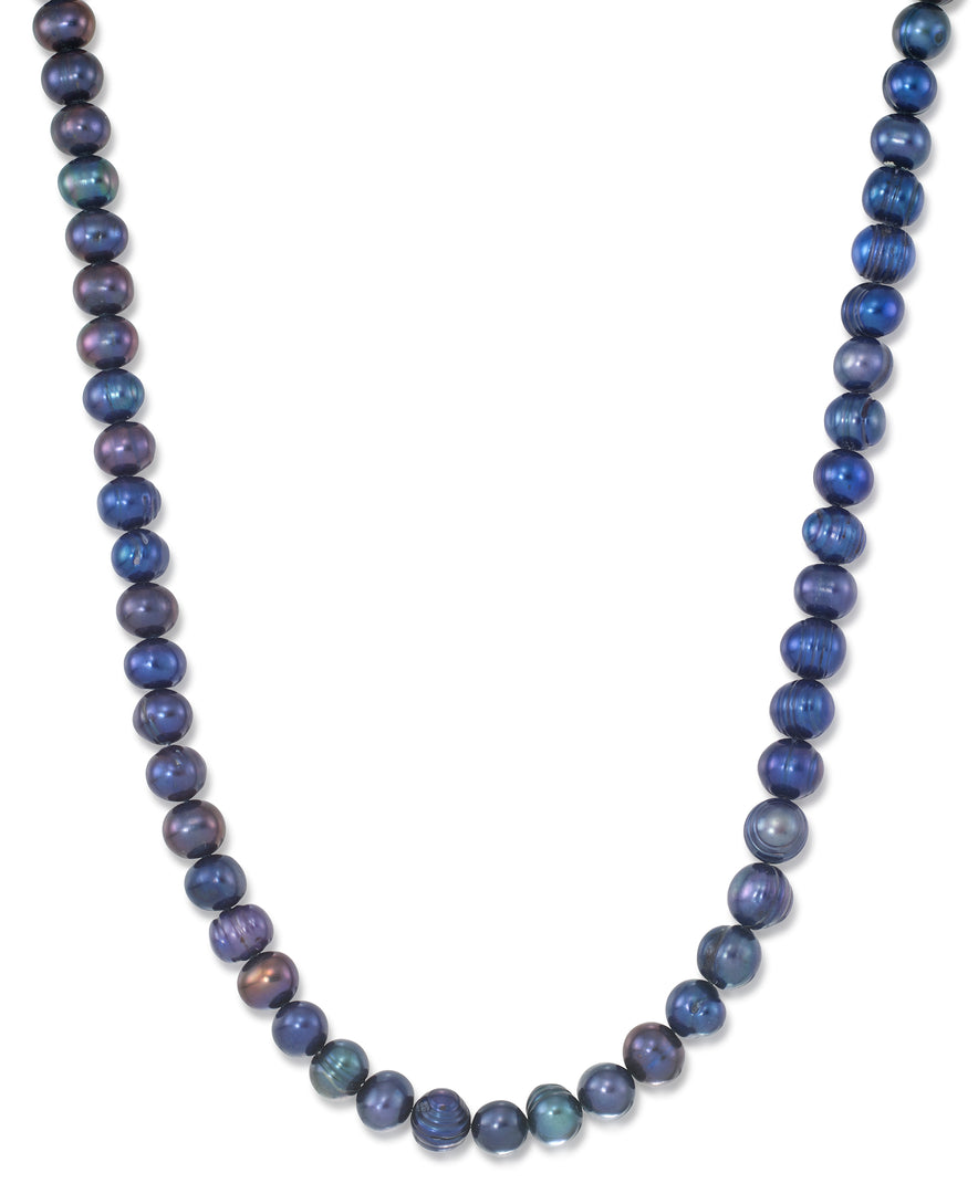 Platinum over Sterling Silver_Dramatic Black Dyed Cultured Freshwater Pearl Necklace, 18"_I_Heart_1