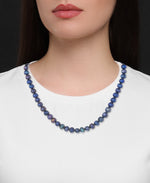 Load image into Gallery viewer, Platinum over Sterling Silver_Dramatic Black Dyed Cultured Freshwater Pearl Necklace, 18"_I_Heart_1