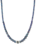 Load image into Gallery viewer, Platinum over Sterling Silver_Dramatic Graduated Black Dyed Cultured Freshwater Pearl Necklace with Crystal Center Piece, 18" with 2" Extender_I_Heart_1