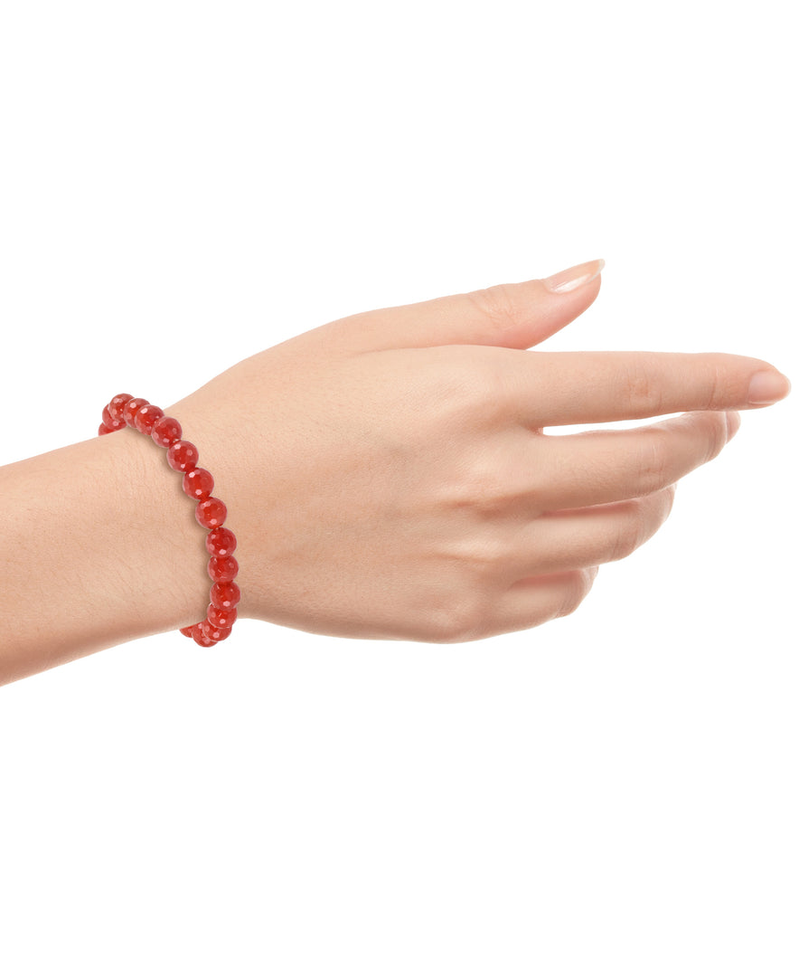 Dyed Red Agate_Dyed Red Agate Beaded Stretch Bracelet_I_Heart_1