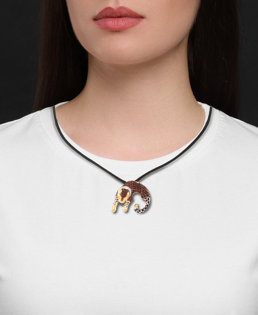 14K Yellow Gold over Sterling Silver_Enamel Leopard Slide with Diamond Accent Collar on Black Rubber Cord_I_Heart_1