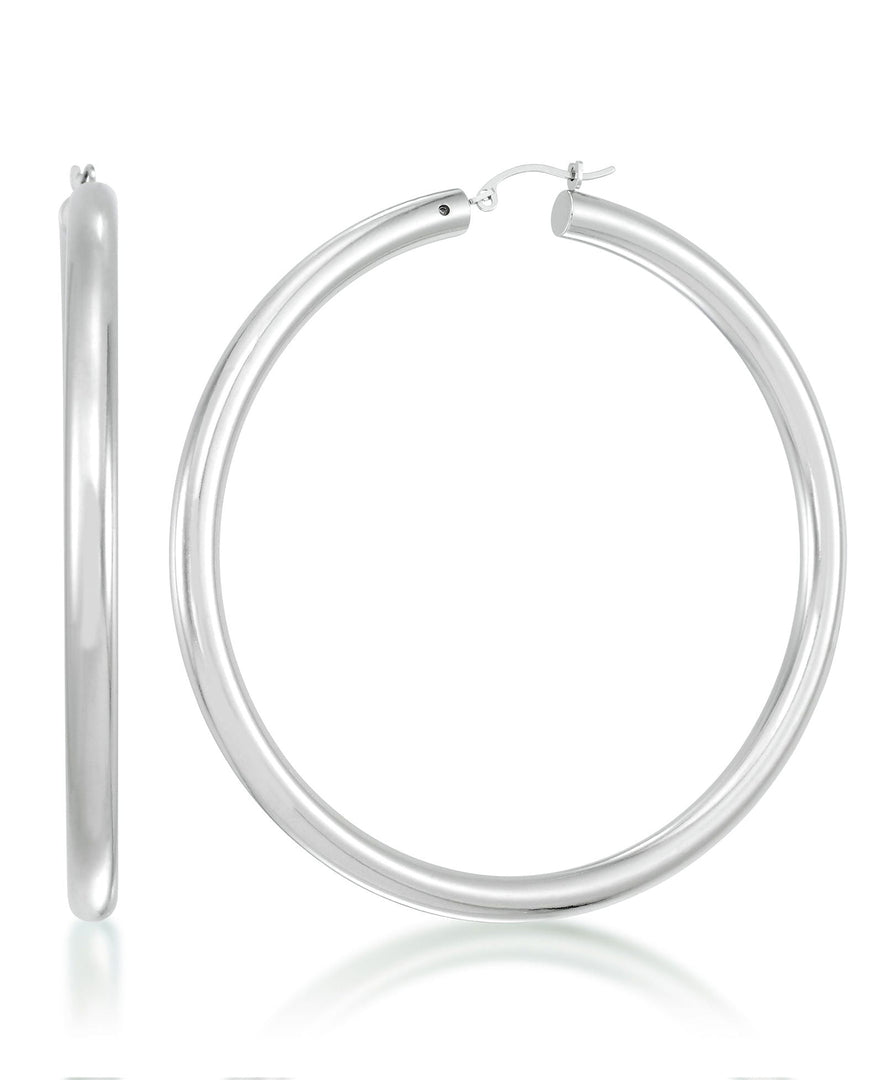 White Gold_Gold Luxe® 14K Gold Large Round Hoop Earrings. Dent Resistant, Infused with Nano Diamond Resin Core® - iHeart Jewels_I_Heart_2