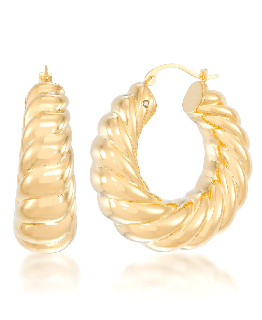 Yellow Gold_Gold Luxe® 14K Yellow Gold Round Hoop Earrings. Dent Resistant, Infused with Nano Diamond Resin Core® - iHeart Jewels_I_Heart_1