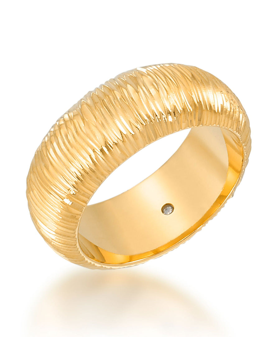 Yellow Gold_Gold Luxe® 14K Yellow Gold Diamond Cut Bold Band Ring. Dent Resistant, Infused with Nano Diamond Resin Core® - iHeart Jewels_I_Heart_1