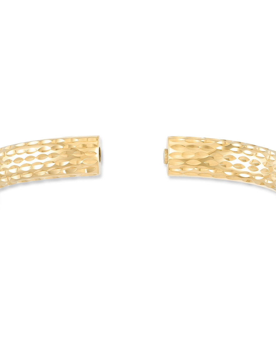 Yellow Gold_Gold Luxe® 14K Yellow Gold Diamond Cut Bold Domed Bangle. Dent Resistant, Infused with Nano Diamond Resin Core®. For Slightly Larger Wrist. - iHeart Jewels_I_Heart_1
