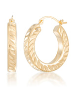 Load image into Gallery viewer, Yellow Gold_Gold Luxe® 14K Yellow Gold Diamond Cut Round Chunky Hoop Earrings. Dent Resistant, Infused with Nano Diamond Resin Core® - iHeart Jewels_I_Heart_1