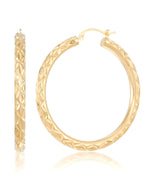 Load image into Gallery viewer, Yellow Gold_Gold Luxe® 14K Yellow Gold Diamond Cut Round Hoop Earrings. Dent Resistant, Infused with Nano Diamond Resin Core® - iHeart Jewels_I_Heart_1