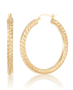 Load image into Gallery viewer, Yellow Gold_Gold Luxe® 14K Yellow Gold Diamond Cut Round hoop Earrings. Dent Resistant, Infused with Nano Diamond Resin Core® - iHeart Jewels_I_Heart_1