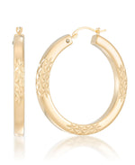 Load image into Gallery viewer, Yellow Gold_Gold Luxe® 14K Yellow Gold Diamond Cut and Hand Polished Square Tube Round Hoop Earrings. Dent Resistant, Infused with Nano Diamond Resin Core® - iHeart Jewels_I_Heart_1