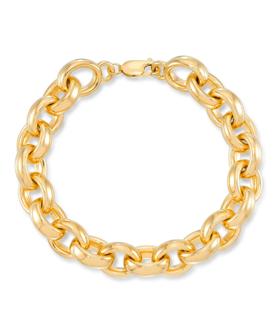 Yellow Gold_Gold Luxe® 14K Yellow Gold Domed Rolo Bracelet. Dent Resistant, Infused with Nano Diamond Resin Core®. Average Wrist Size - iHeart Jewels_I_Heart_1