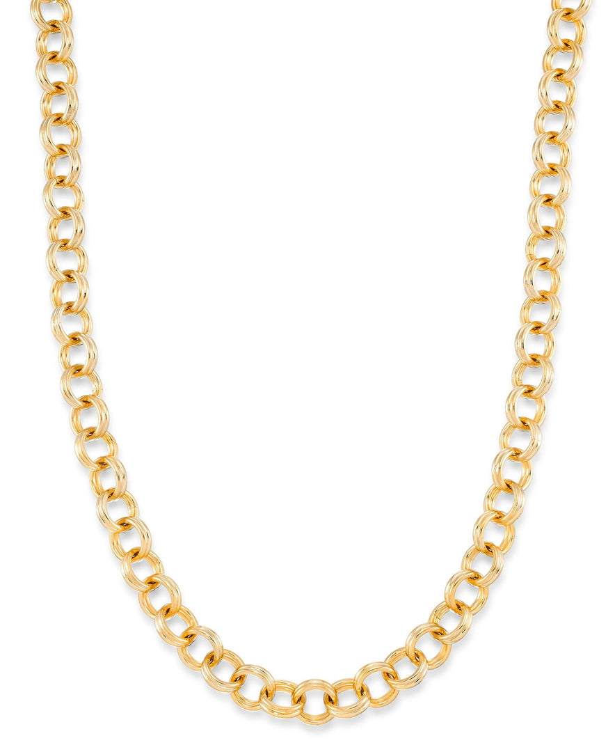 Yellow Gold_Gold Luxe® 14K Yellow Gold Double Rolo Necklace, 18".  Dent Resistant, Infused with Nano Diamond Resin Core® - iHeart Jewels_I_Heart_1