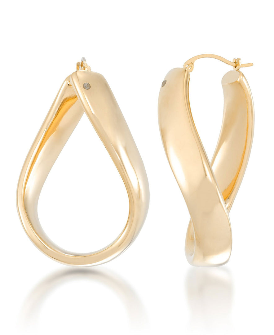 Yellow Gold_Gold Luxe® 14K Yellow Gold Free Form Wave Hoop Earrings. Dent Resistant, Infused with Nano Diamond Resin Core® - iHeart Jewels_I_Heart_1
