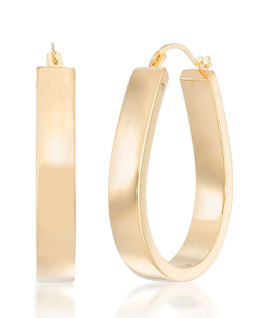 Yellow Gold_Gold Luxe® 14K Yellow Gold High Polished Pear Shaped Hoop Earrings. Dent Resistant, Infused with Nano Diamond Resin Core® - iHeart Jewels_I_Heart_1