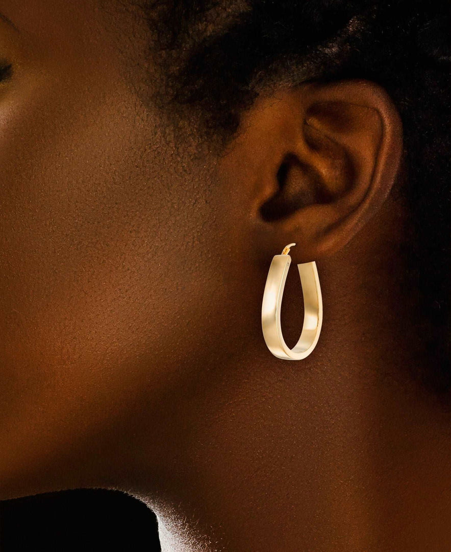 Yellow Gold_Gold Luxe® 14K Yellow Gold High Polished Pear Shaped Hoop Earrings. Dent Resistant, Infused with Nano Diamond Resin Core® - iHeart Jewels_I_Heart_1