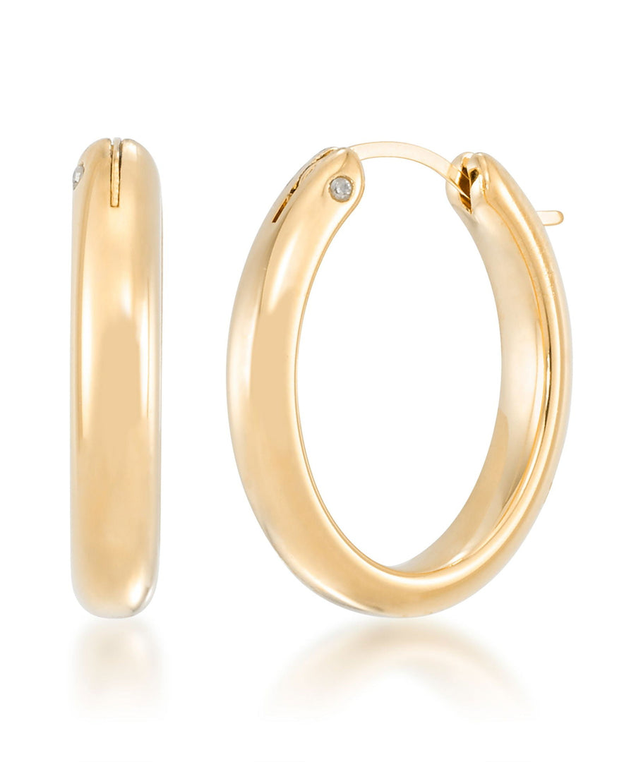 Yellow Gold_Gold Luxe® 14K Yellow Gold High Polished Petite Oval Hoop Earrings. Dent Resistant, Infused with Nano Diamond Resin Core® - iHeart Jewels_I_Heart_1