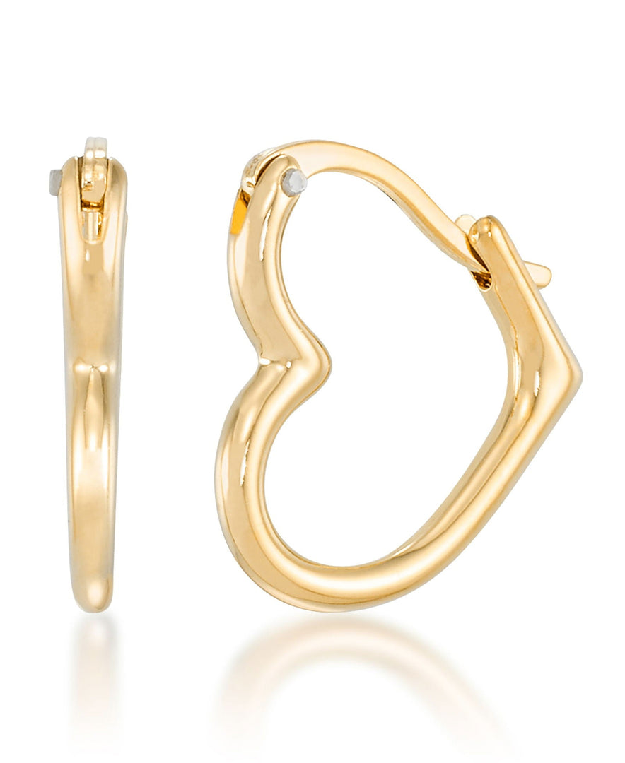 Yellow Gold_Gold Luxe® 14K Yellow Gold Petite Heart Hoop Earrings. Dent Resistant, Infused with Nano Diamond Resin Core® - iHeart Jewels_I_Heart_1