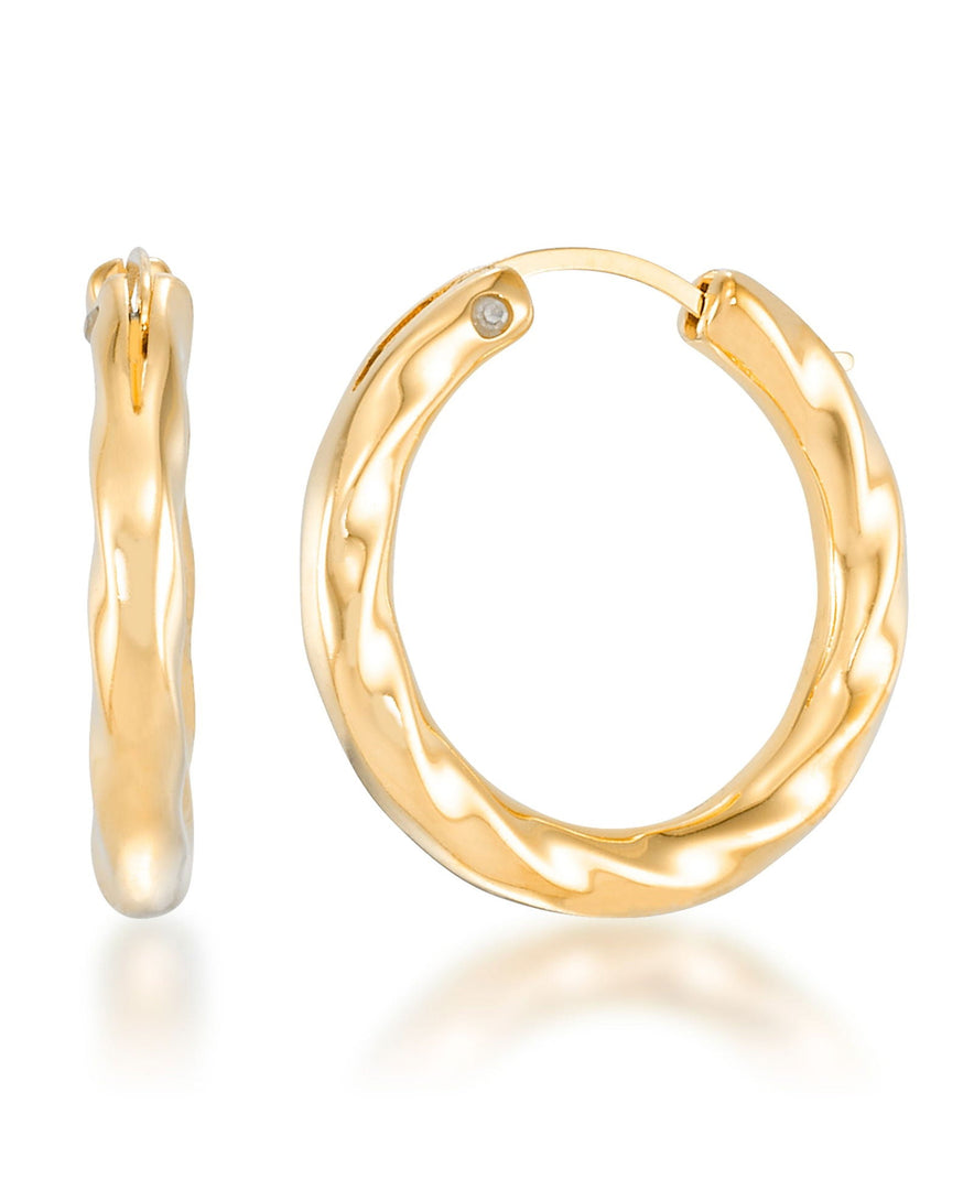 Yellow Gold_Gold Luxe® 14K Yellow Gold Petite Twist Hoop Earrings. Dent Resistant, Infused with Nano Diamond Resin Core® - iHeart Jewels_I_Heart_1