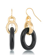 Load image into Gallery viewer, Yellow Gold_Gold Luxe® 14K Yellow Gold and Genuine Onyx Double Oval Drop Earrings. Dent Resistant, Infused with Nano Diamond Resin Core® - iHeart Jewels_I_Heart_1