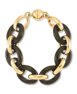 Load image into Gallery viewer, Yellow Gold_Gold Luxe® 14K Yellow Gold and Genuine Onyx Oval Rolo Link Bracelet. Dent Resistant, Infused with Nano Diamond Resin Core®. Average Wist Size - iHeart Jewels_I_Heart_1