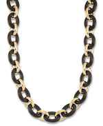 Load image into Gallery viewer, Yellow Gold_Gold Luxe® 14K Yellow Gold and Genuine Onyx Oval Rolo Link Necklace, 18".  Dent Resistant, Infused with Nano Diamond Resin Core® - iHeart Jewels_I_Heart_1