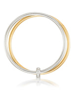 Load image into Gallery viewer, Two-Tone_Gold Luxe® 14K Yellow  and White Gold Double Slip On Bangle. Dent Resistant, Infused with Nano Diamond Resin Core®. Average Wrist Size. - iHeart Jewels_I_Heart_1