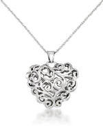 Load image into Gallery viewer, Platinum over Sterling Silver_Filigree Heart Pendant, 18"_I_Heart_1