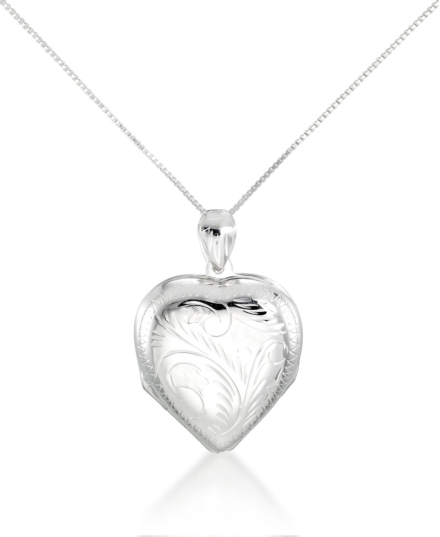 Platinum over Sterling Silver_Four in One Heart Locket, 18"_I_Heart_1