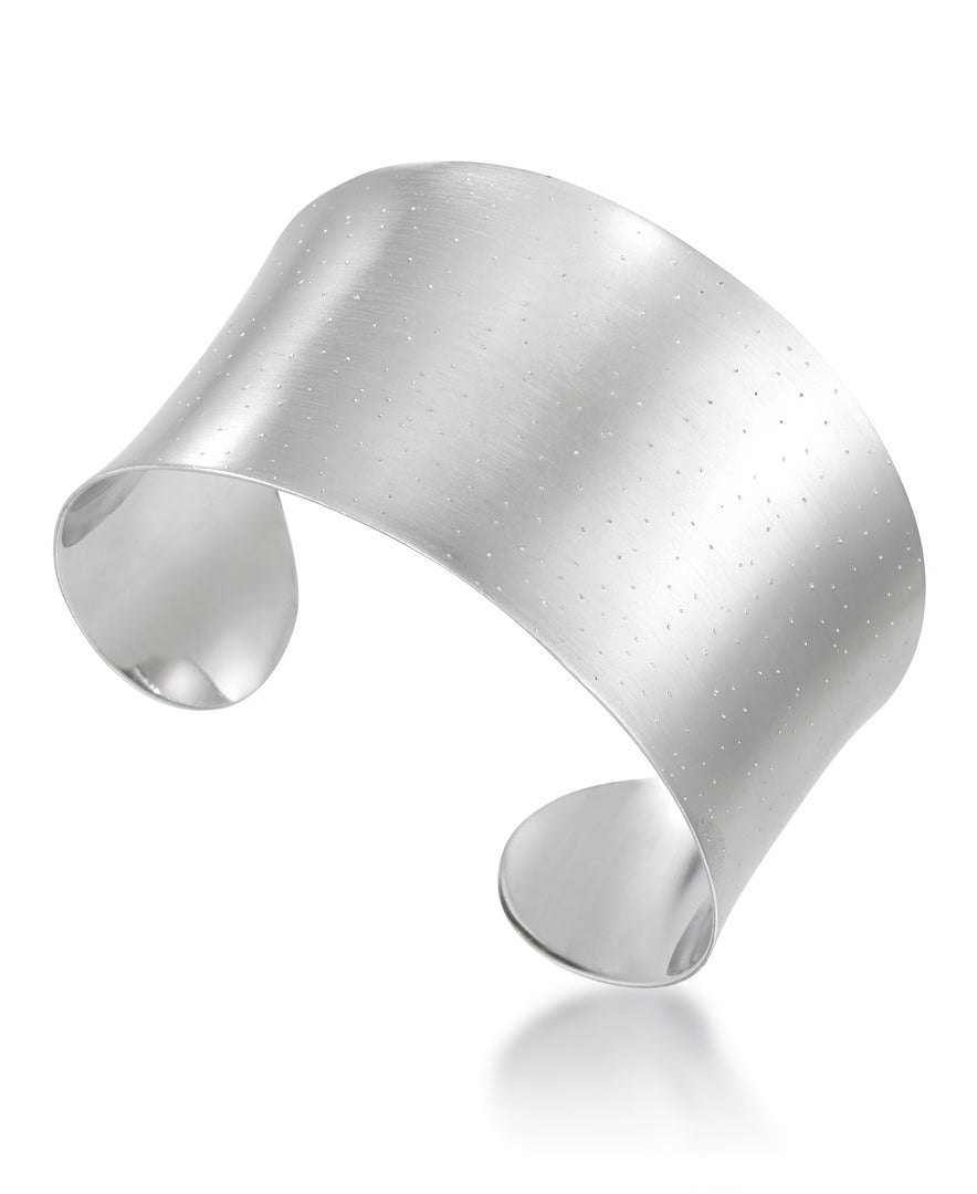 Platinum over Sterling Silver_Frosted Wide Cuff Bangle Bracelet_I_Heart_1