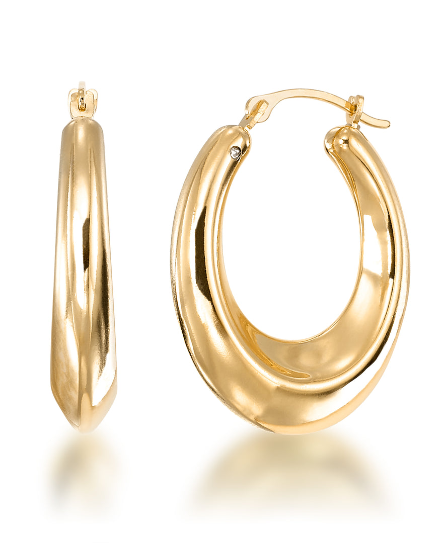 Yellow Gold_Gold Luxe® 14K Yellow Gold Graduated Hoop earrings. Dent Resistant, Infused with Nano Diamond Resin Core® - iHeart Jewels_I_Heart_1