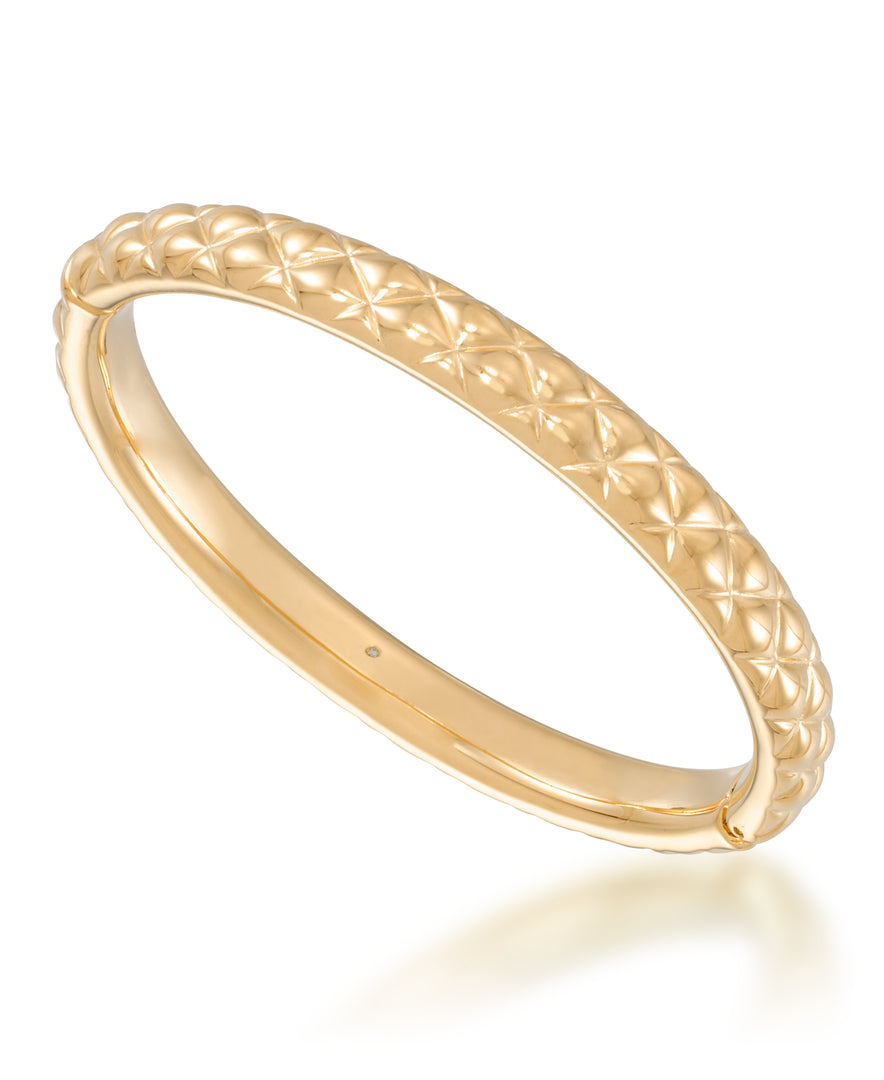 Gold Luxe® 14K Gold Bold High Polished Harlequine Bangle Bracelet, 7".  Dent Resistant, Infused with Nano Diamond Resin Core®