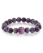 Load image into Gallery viewer, Genuine Amethyst_Genuine Amethyst Beaded Stretch Bracelet with Amethyst and Diamond Color Crystal Glitter Ball_I_Heart_1