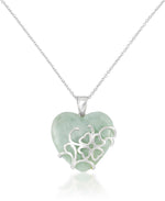 Load image into Gallery viewer, Platinum over Sterling Silver_Genuine Jade Heart Shaped Pendant, 18"_I_Heart_1