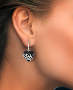 Load image into Gallery viewer, Platinum over Sterling Silver_Genuine Onyx Heart Shaped Dangle Earrings_I_Heart_1