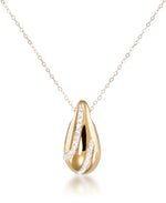 Yellow Gold Gold Luxe® 10K Gold High Polished Teardrop Pendant with Double Row of Brilliant Crystals, 18". Dent Resistant, Infused with Nano Diamond Resin Core®_I_Heart_1
