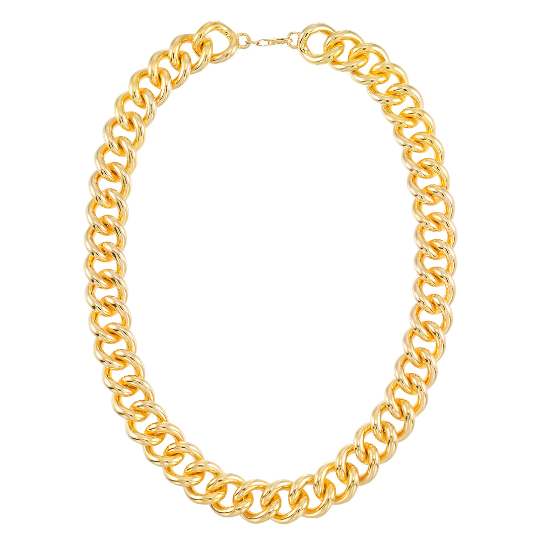 Yellow Gold_Gold Luxe® 14K Gold Bold Ladies Curb Link Necklace, 18". Dent Resistant, Infused with Nano Diamond Resin Core®_I_Heart_1