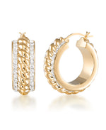 Load image into Gallery viewer, Yellow Gold_Gold Luxe® 14K Gold Bold Twist Hoop Earrings with Brilliant Pave Crystal Borders.  Dent Resistant, Infused with Nano Diamond Resin Core®_I_Heart_1