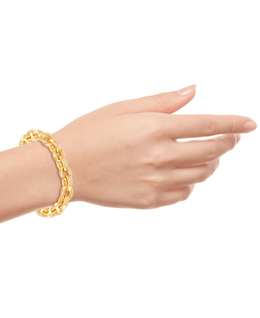 Yellow Gold_Gold Luxe® 14K Yellow Gold Domed Rolo Bracelet. Dent Resistant, Infused with Nano Diamond Resin Core®. Average Wrist Size - iHeart Jewels_I_Heart_1